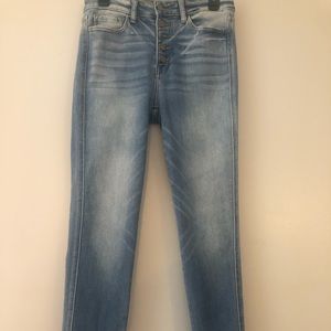 High rise blue jeans
